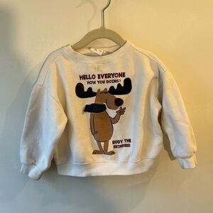 Kids White Reindeer Sweatshirt